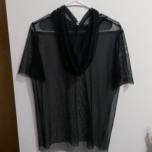 MJ Style Sheer see through black t-shirt with hood